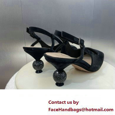 Dior heel 5.5CM LA CIGALE Slingback Pump IN BLACK VELVET 2024