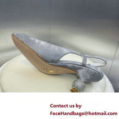 Dior heel 5.5CM LA CIGALE Slingback Pump IN GRAY VELVET 2024