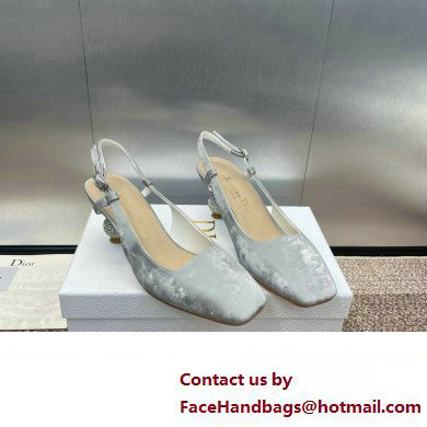 Dior heel 5.5CM LA CIGALE Slingback Pump IN GRAY VELVET 2024