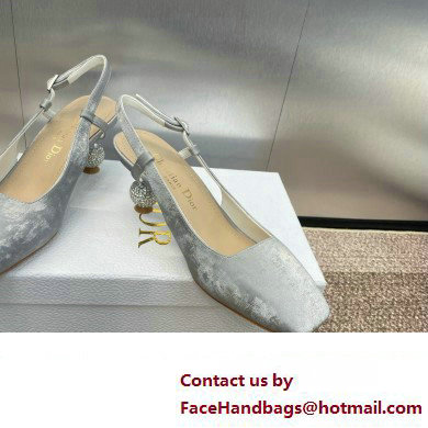 Dior heel 5.5CM LA CIGALE Slingback Pump IN GRAY VELVET 2024