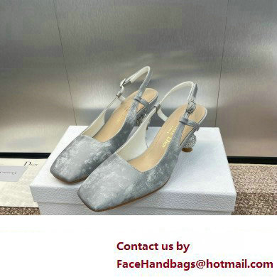 Dior heel 5.5CM LA CIGALE Slingback Pump IN GRAY VELVET 2024