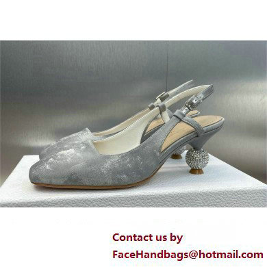 Dior heel 5.5CM LA CIGALE Slingback Pump IN GRAY VELVET 2024