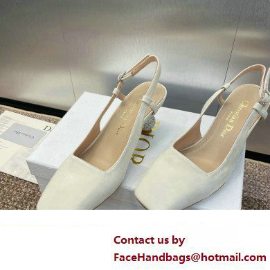 Dior heel 5.5CM LA CIGALE Slingback Pump IN WHITE VELVET 2024 - Click Image to Close