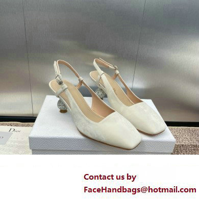 Dior heel 5.5CM LA CIGALE Slingback Pump IN WHITE VELVET 2024