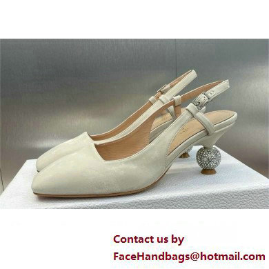 Dior heel 5.5CM LA CIGALE Slingback Pump IN WHITE VELVET 2024