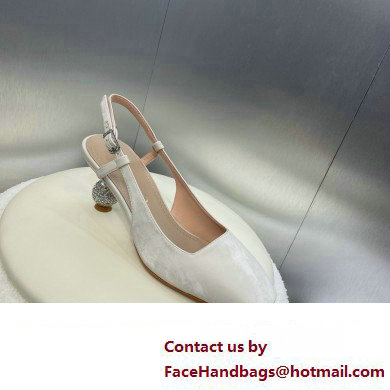 Dior heel 5.5CM LA CIGALE Slingback Pump IN WHITE VELVET 2024