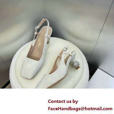 Dior heel 5.5CM LA CIGALE Slingback Pump IN WHITE VELVET 2024