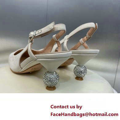 Dior heel 5.5CM LA CIGALE Slingback Pump IN WHITE VELVET 2024