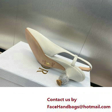 Dior heel 5.5CM LA CIGALE Slingback Pump IN WHITE VELVET 2024