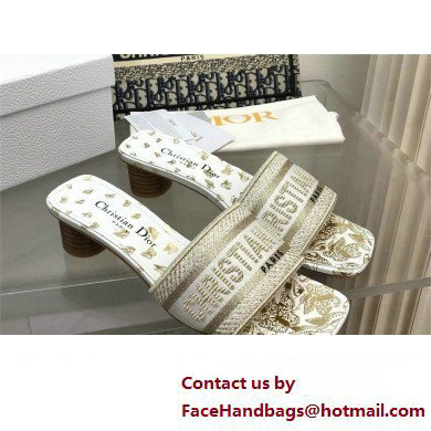 Dior white and golden Gradient Butterflies Dway Heeled Slide 2024