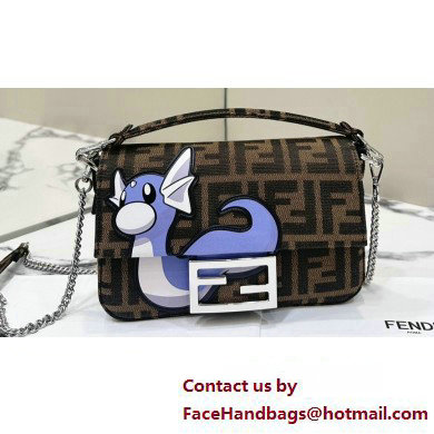 FENDI x FRGMT x POKEMON Mini Baguette bag Brown FF fabric 2024 - Click Image to Close