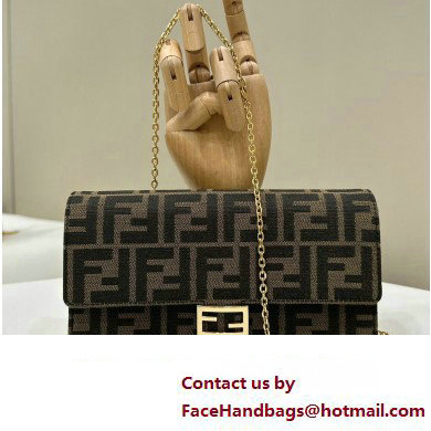 Fendi Continental Wallet With Chain Bag FF fabric Brown 2024