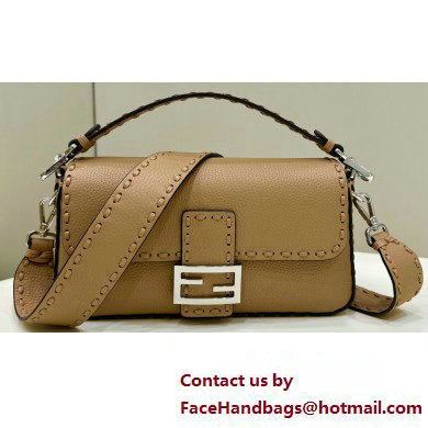 Fendi Medium Baguette Bag Beige Selleria with oversize topstitching 2024