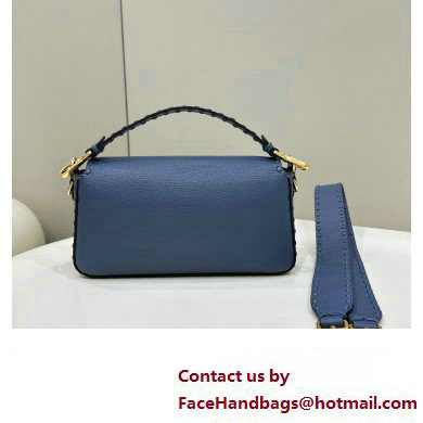 Fendi Medium Baguette Bag Blue Selleria with oversize topstitching 2024 - Click Image to Close