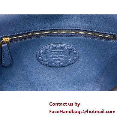 Fendi Medium Baguette Bag Blue Selleria with oversize topstitching 2024