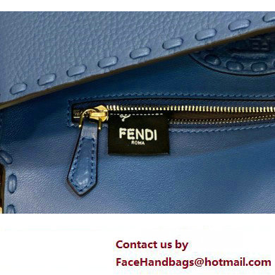 Fendi Medium Baguette Bag Blue Selleria with oversize topstitching 2024