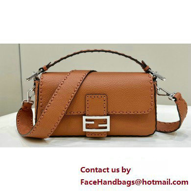 Fendi Medium Baguette Bag Brown Selleria with oversize topstitching 2024