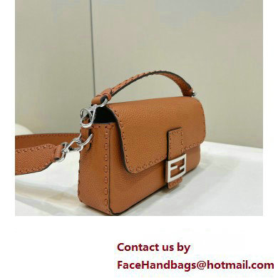 Fendi Medium Baguette Bag Brown Selleria with oversize topstitching 2024