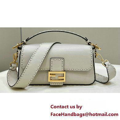 Fendi Medium Baguette Bag Camellia Selleria with oversize topstitching 2024