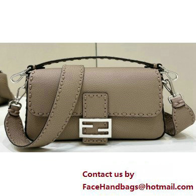 Fendi Medium Baguette Bag Dove Gray Selleria with 612 hand-sewn topstitches 2024