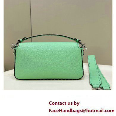 Fendi Medium Baguette Bag Green Selleria with oversize topstitching 2024