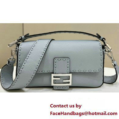 Fendi Medium Baguette Bag Light Blue Selleria with 612 hand-sewn topstitches 2024 - Click Image to Close