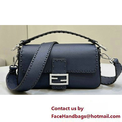 Fendi Medium Baguette Bag Midnight blue Selleria with oversize topstitching 2024