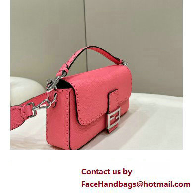 Fendi Medium Baguette Bag Pink Selleria with oversize topstitching 2024