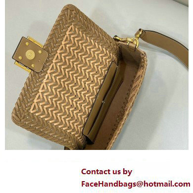 Fendi Medium Baguette Bag Sand and brown interlaced leather and raffia 2024