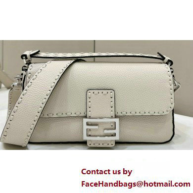 Fendi Medium Baguette Bag White Selleria with 612 hand-sewn topstitches 2024 - Click Image to Close