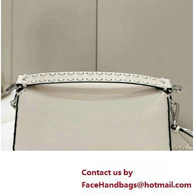 Fendi Medium Baguette Bag White Selleria with 612 hand-sewn topstitches 2024