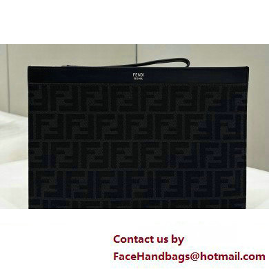 Fendi Medium Flat Pouch Bag FF fabric Black 2024