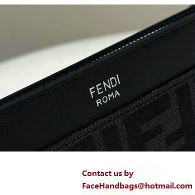 Fendi Medium Flat Pouch Bag FF fabric Black 2024