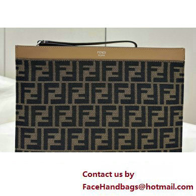 Fendi Medium Flat Pouch Bag FF fabric Brown 2024 - Click Image to Close