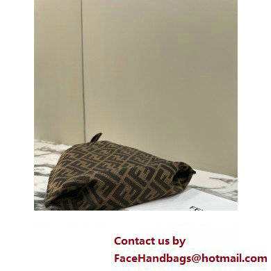 Fendi Mini Shopper Brown FF jacquard bag with knotted handle 2024