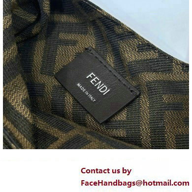 Fendi Mini Shopper Brown FF jacquard bag with knotted handle 2024