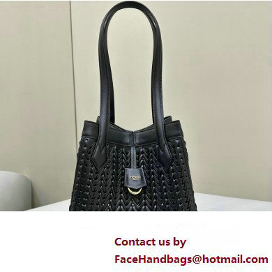 Fendi Origami Medium bag Black interlaced leather bag that can be transformed 2024 - Click Image to Close