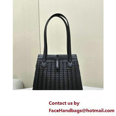 Fendi Origami Medium bag Black interlaced leather bag that can be transformed 2024