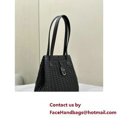 Fendi Origami Medium bag Black interlaced leather bag that can be transformed 2024