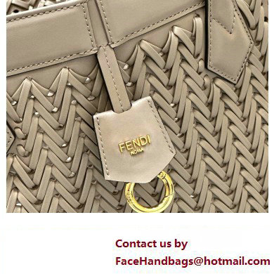 Fendi Origami Medium bag Dove gray interlaced leather bag that can be transformed 2024