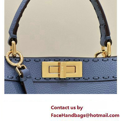 Fendi Peekaboo ISeeU Medium Bag Blue Selleria with oversized topstitching 2024