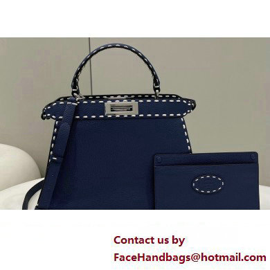 Fendi Peekaboo ISeeU Medium Bag Blue Selleria with topstitches 2024