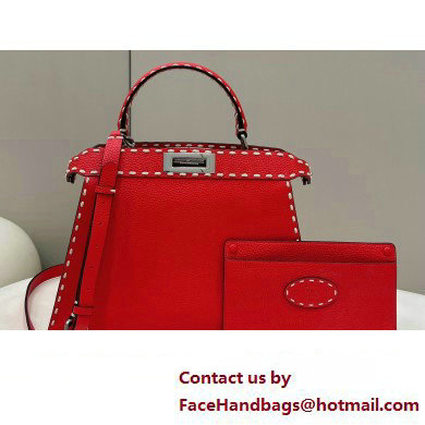 Fendi Peekaboo ISeeU Medium Bag Red Selleria with topstitches 2024