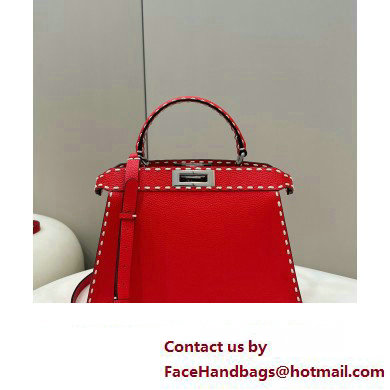 Fendi Peekaboo ISeeU Medium Bag Red Selleria with topstitches 2024