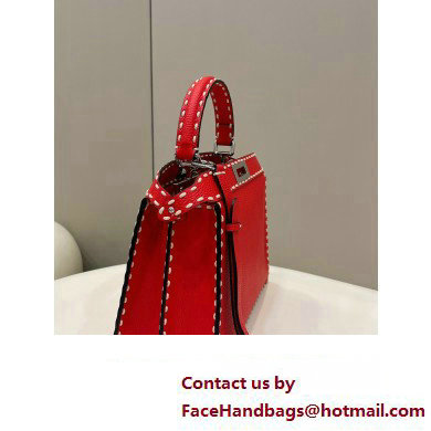 Fendi Peekaboo ISeeU Medium Bag Red Selleria with topstitches 2024