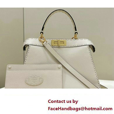 Fendi Peekaboo ISeeU Medium Bag White Selleria with oversized topstitching 2024