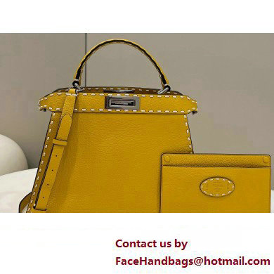 Fendi Peekaboo ISeeU Medium Bag Yellow Selleria with topstitches 2024 - Click Image to Close