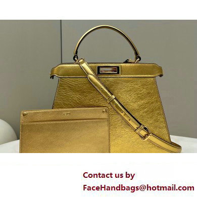 Fendi Peekaboo ISeeU Medium Bag in nappa Leather Gold 2024 - Click Image to Close