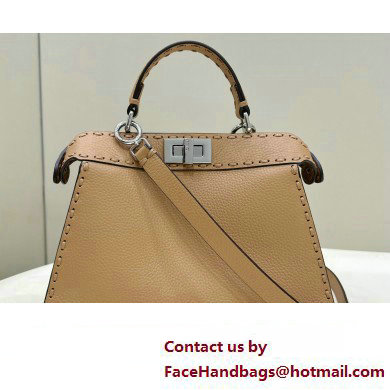 Fendi Peekaboo ISeeU Small Bag Beige Selleria with 556 hand-sewn stitches 2024 - Click Image to Close