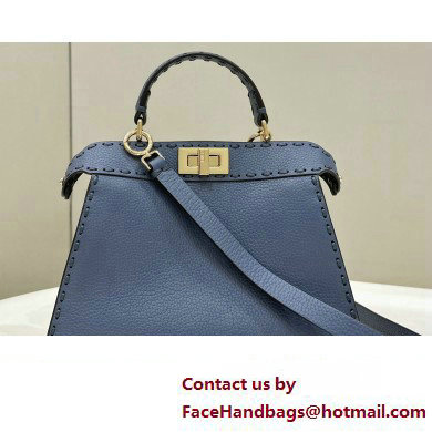 Fendi Peekaboo ISeeU Small Bag Blue Selleria with 556 hand-sewn stitches 2024 - Click Image to Close